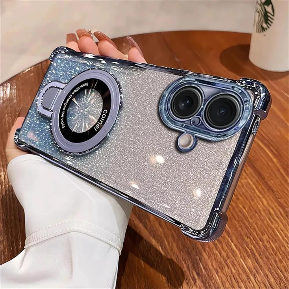 

Plating Shockproof Gradient Glitter Case For Xiaomi Redmi 14C 13C 12C 10C 9A 13 12 10 9 Magnetic Holder Stand Soft Phone Cover Redmi 9A синий