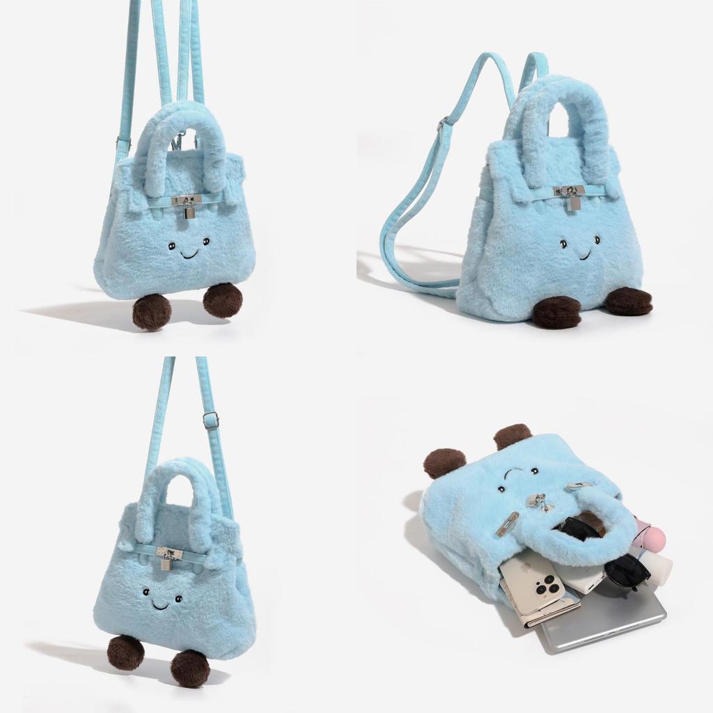 Plush Girl Cartoon Backpack With Embroidery For Casual Travel And Kids