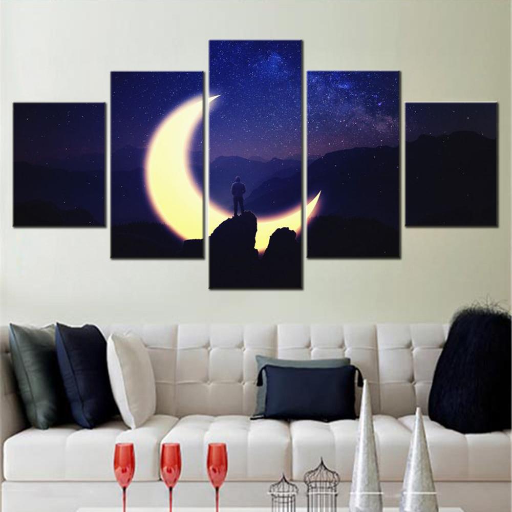 

Abstract 5 Pieces Wall Art Canvas Fantasy Dream Poster Wallpaper Painting Living Room Picture Print Bedroom Mural Home Decor 20X35 20X45 20X55CM