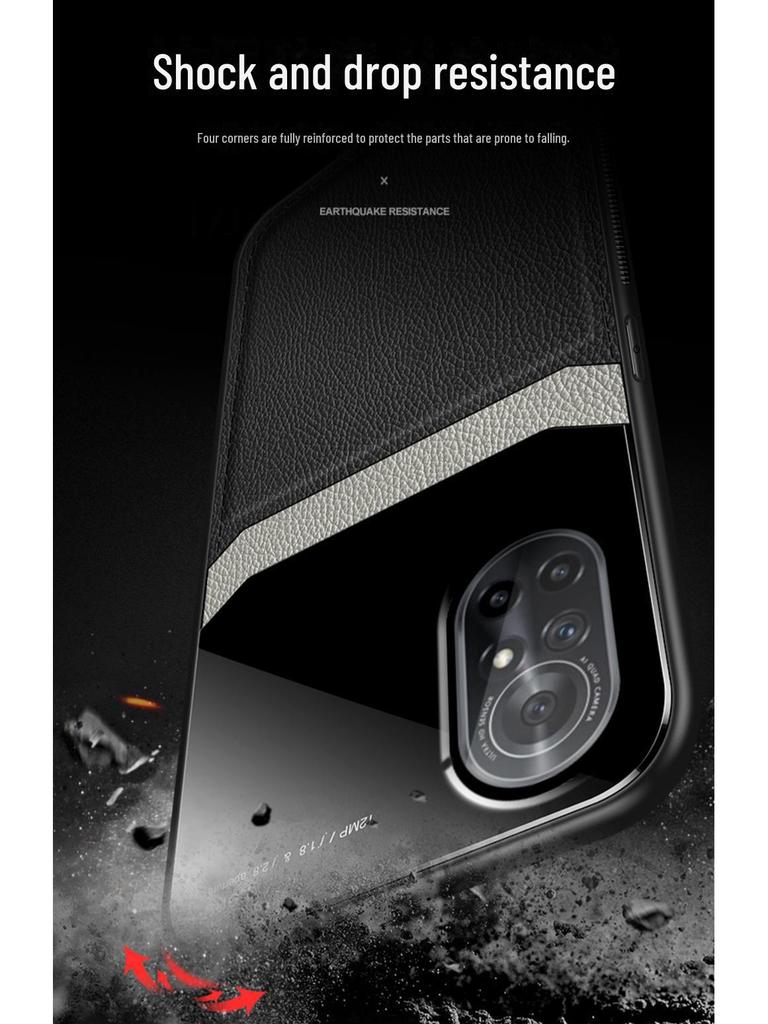 Ochranný kryt s koženou texturou pro Huawei Honor V40 Light Luxury Edition - měkký silikon, plný okraj, ochrana objektivu 5G