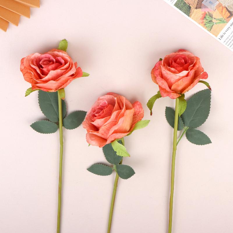 3Pcs Artificial Rose Flower Single Stem Fake Rose For Proposal Wedding Bouquet Home Party Table Centerpiece Decoration