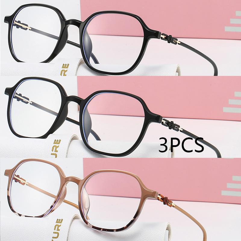 

3Pcs New Round Classic Eyeglasses Frame Women Reading Glasses Flexble Spring Hinge Comfort Wear With Diopter