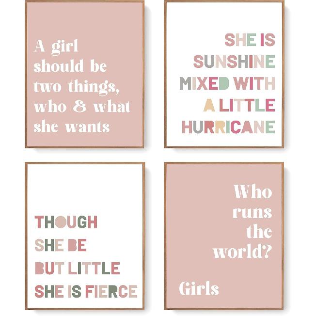 LARTSFRO Boho Pastel Rainbow Sunshine pirational Nursery Wall Art Prints Set of 4, Baby Girl Room Decor, Positive Affirmations Artwork Posters Wall