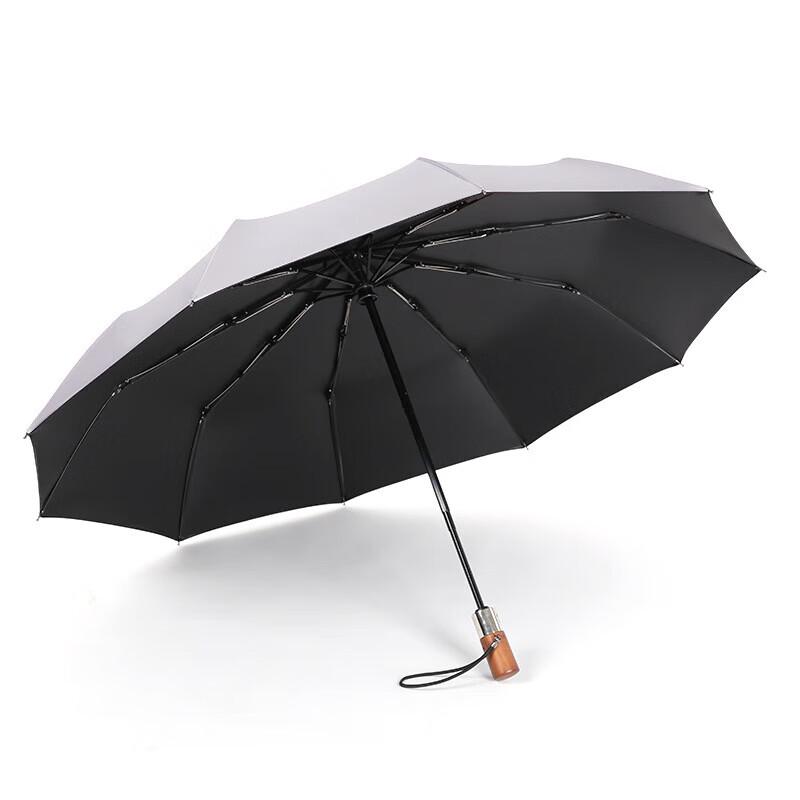 

Xuqing Automatic Folding Sun/Rain Umbrella with Wood Handle