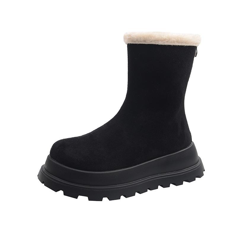 Large Size Snow Boots Women's Winter New Suede Retro Short Boots Women's Velvet Thickened Warm Women's Boots