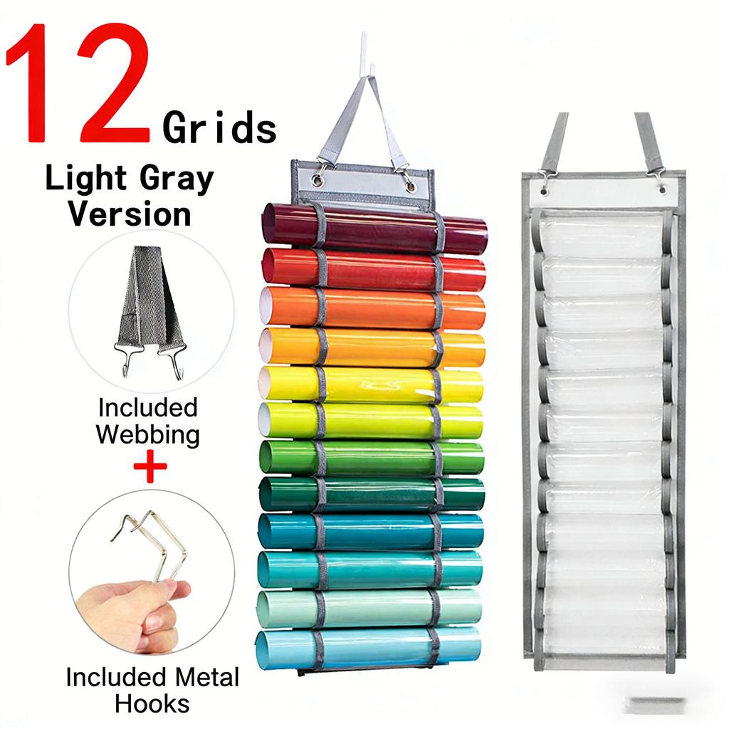 Lettering Heat Transfer Film Specific Bag, Transparent 48-Grid Fits Vinyl Roll Tubes, Hanging Storage Solution