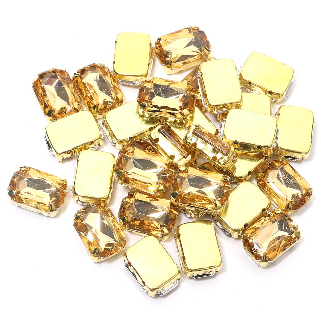30pcs/lot Square Acrylic Rhinestone Beads Stainless Steel Gold Bottom Sew On Rhinestones For DIY Clothing Headwear Jewelry Decor