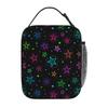 Colorful Neon Rainbow Bright Stars Insulated Lunch Bag Portable Reusable Waterproof Lunch Box Thermal Cooler Tote for Boys Girls