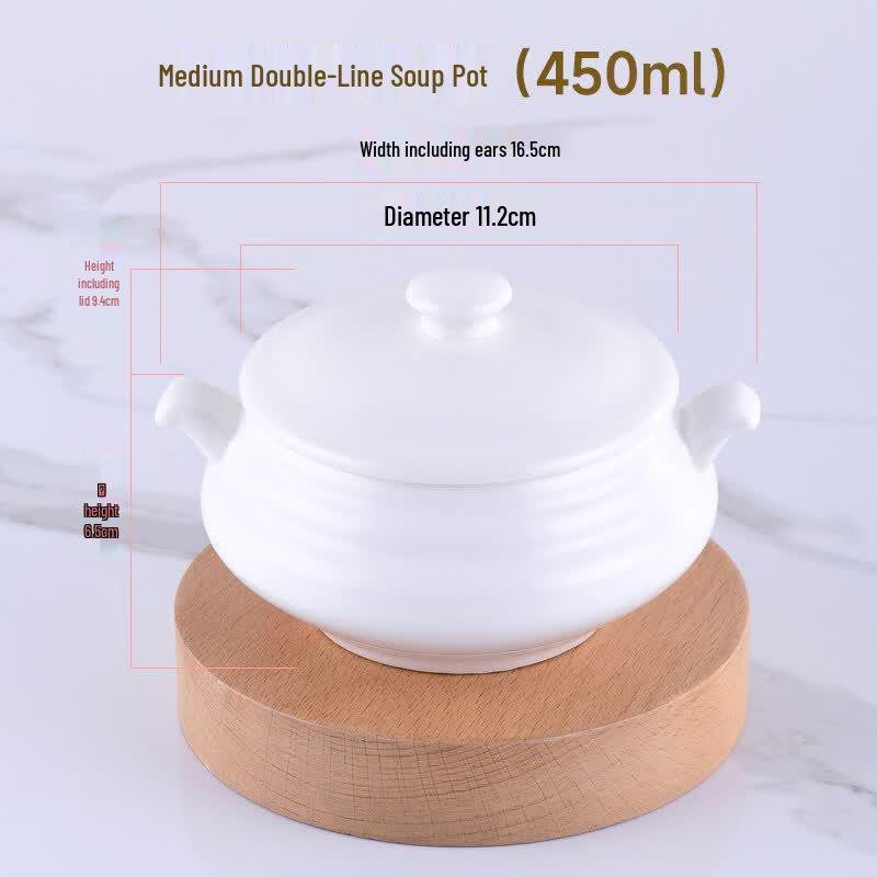 Ruhan Ceramic Pure White Double Boiler Soup Bowls (Set of 8)