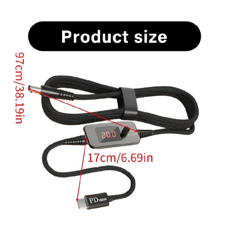 Fast Charging DC5521 Power Cord 5V To 20V Adjustable Voltages For Laptops Printers Routers And USB C Devices