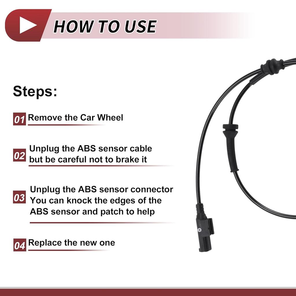 ABS Wheel Speed Sensor Front Right ABS Sensor Anti-Lock Braking System Sensor No.52027751/68280914A/51987028/53475747 for Jeep Compass 2017-2019