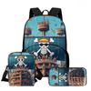 One Piece Lightweight 3PCS School Backpack Set with Front Pocket, Crossbody Bag and Pencil Case, Unisex for Boys Girls Age 6-10