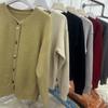Solid color loose round neck knitted cardigan women's early spring new atmosphere new simple temperament cardigan jacket