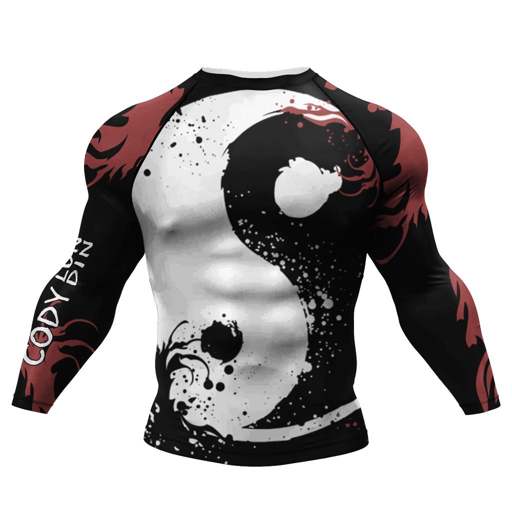 T-shirt de compression pour homme Cody Lundin Tattoo pour la salle de sport Masculin Sublimation Manches longues Rashguard BJJ Jiu Jitsu Boxe Maillot Personnalisé