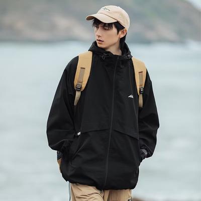 Hoodie Jackets Men Windbreaker Jacket Hip Hop Solid Color Outdoor Sports Hooded Coats Male Outerwear Clothing Top