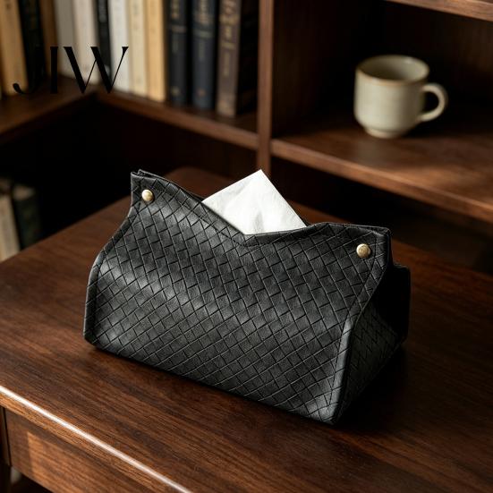 Reusable Bathroom Napkin Holder PU Leather Tissue Box Holder, with Snap Design, Portable Foldable Durable Kitchen Paper Organizer Facial Dispenser,