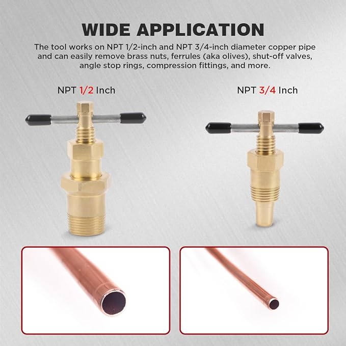 Olive Puller Removal Tool Compression Ring Puller Ferrule Puller Plumbing Tool 1/2 Inch 3/4 Inch Pipe  Angle Stop Puller