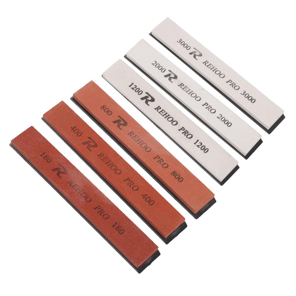 6 st Slipstenar Set 180 400 800 1200 2000 3000 Vit Korund Bryne Slipkit för