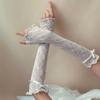 Black White Y2k Fingerless Mittens Lace Ruffle Arm Warmers Punk Lolita Lace Gloves  Women Girls