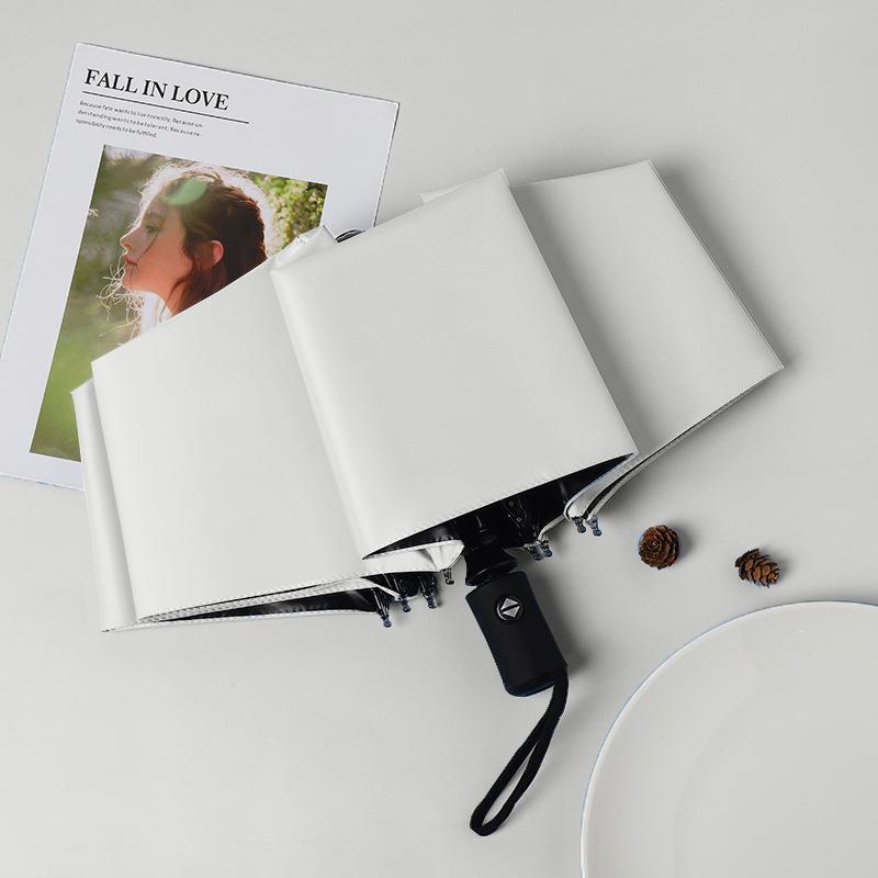 Парасолька Парасолька Складна Удосконалена Сонцезахисна Парасолька Вінілова Трискладна Парасолька від Сонця Парасолька Подвійного Призначення від Сонячного Світла та Дощу Велика Автоматична Парасолька