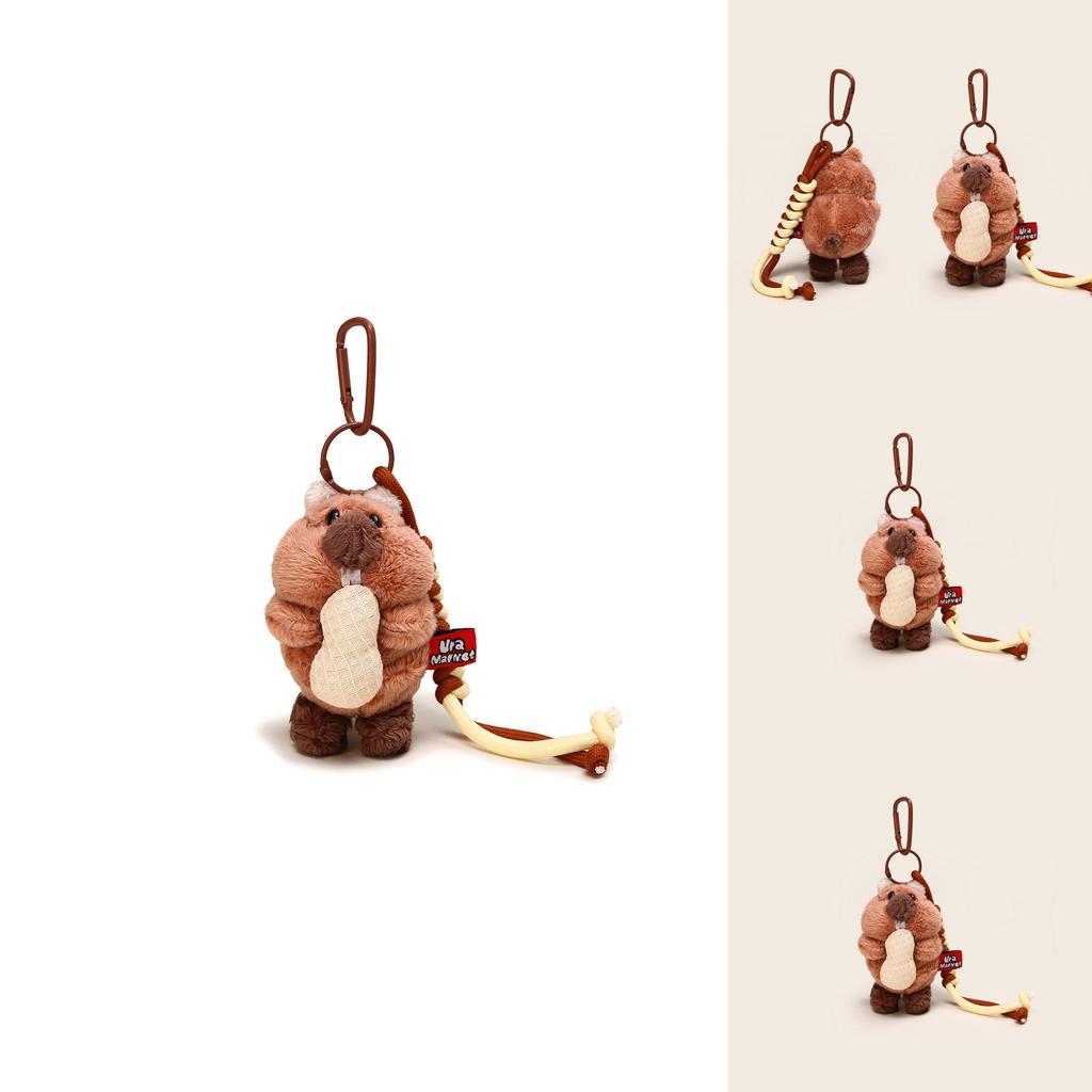 Cute Cartoon Eating Peanuts Groundhog Plush Toy Pendant Keychain For Bag Decor And Gifts
