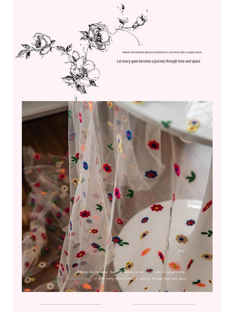 Imanqiyun Colorful Embroidered Floral Lace Tablecloth and Photography Backdrop.