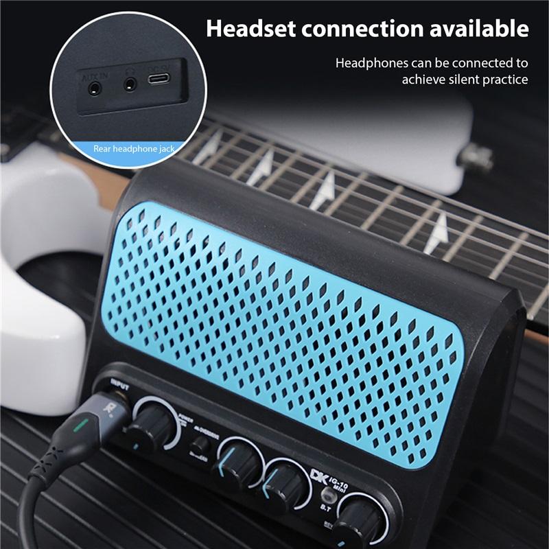 DK 10W Electric Guitar Amplifier Dual Channel Clean/Overdrive and Reverb Effects Bluetooth/Headphone Connectivity Plug and Play