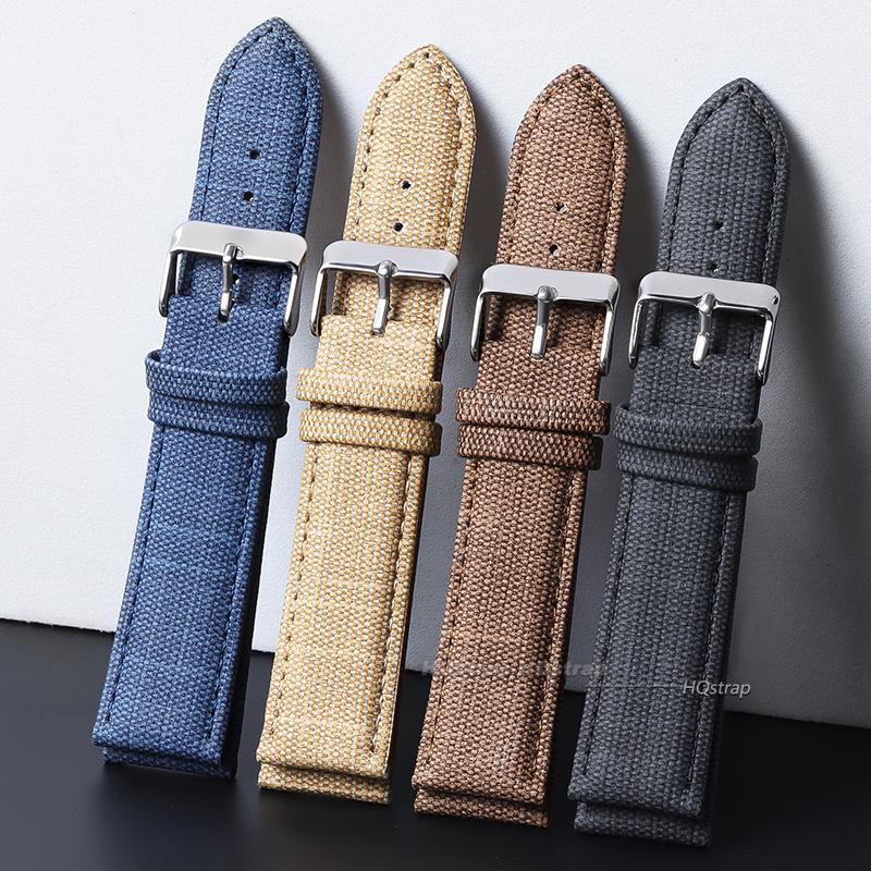 Denim Pattern Nylon Watchband for Casio Vintage Leather Strap 10 12 14 16 18 20 22mm Watch Band for Seiko Men Women Accessories