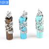 Creative Mascot Wrapped Natural Stone Cylindrical Pendant And Pink Crystal Necklace