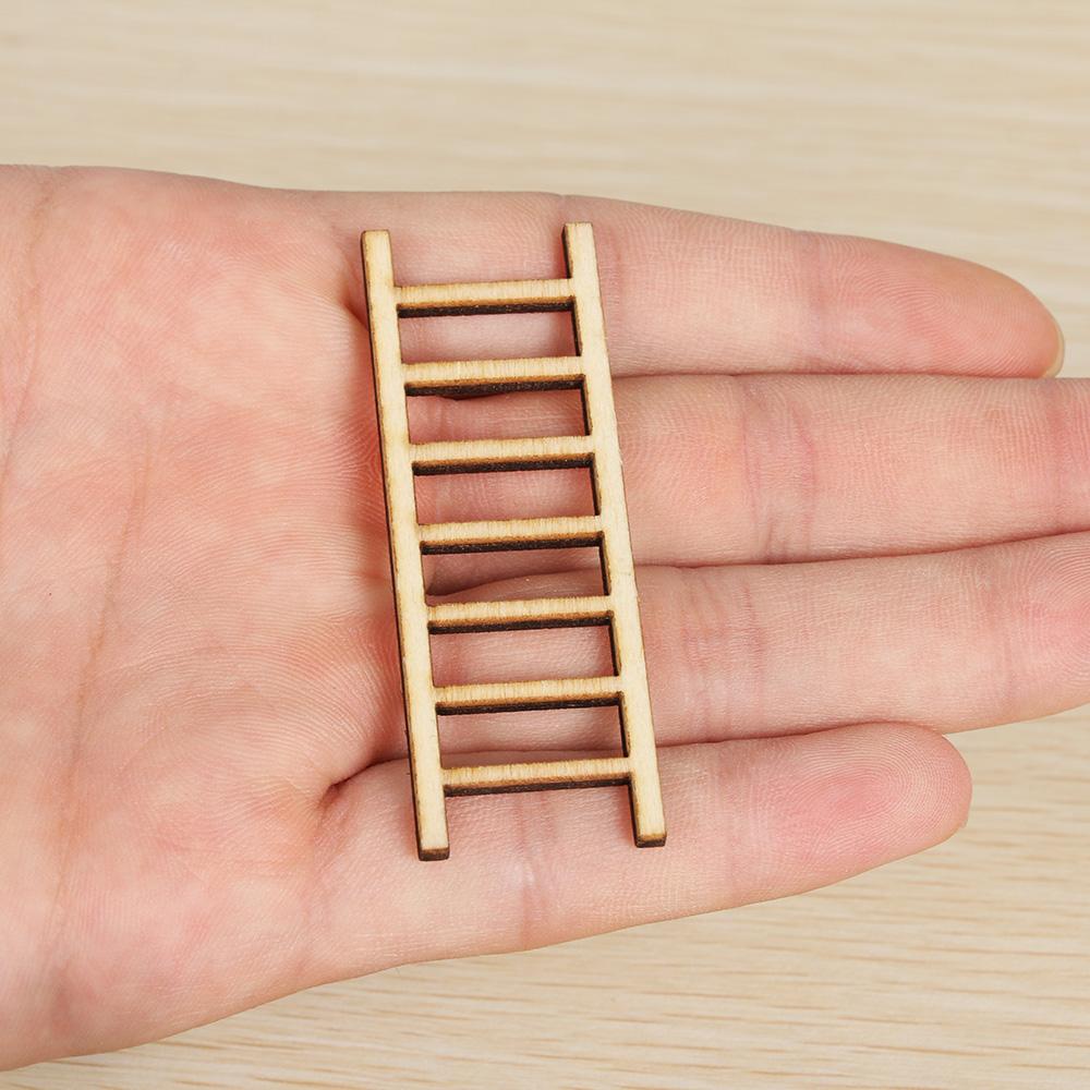 50pcs DIY Mini Wooden Step Ladder Miniature Handcraft Micro Landscape Ornament Fairy Home Decoration Garden Supplies