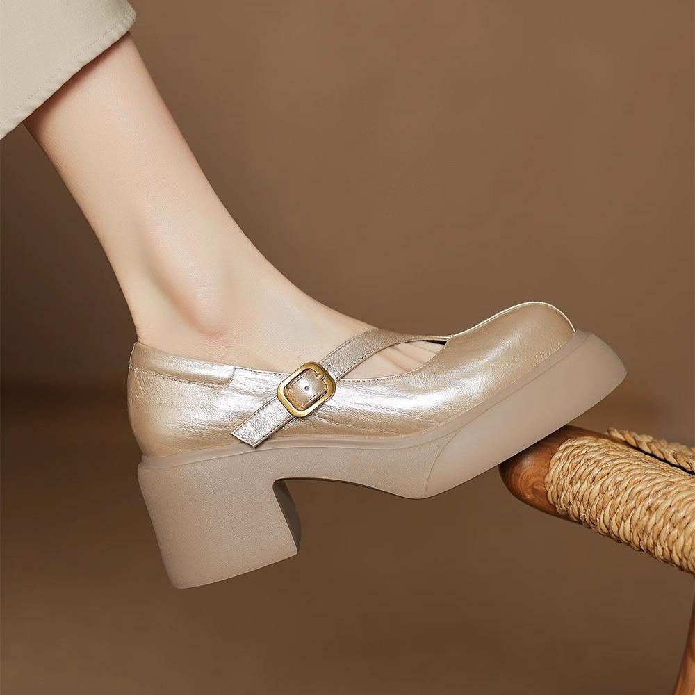 

Fashion Platform High Heels Woman Shoes Marie Janes Women s Sandals 2025 Summer Shallow Chunky Shoes Soft Leather Elegant Dress Pumps 40 золотой
