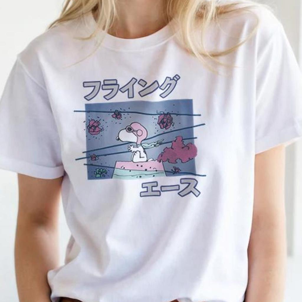 Peanuts Tokyo Snoopy T-Shirt Vintage Flying Ace Graphic Tee Women Gift For Him
