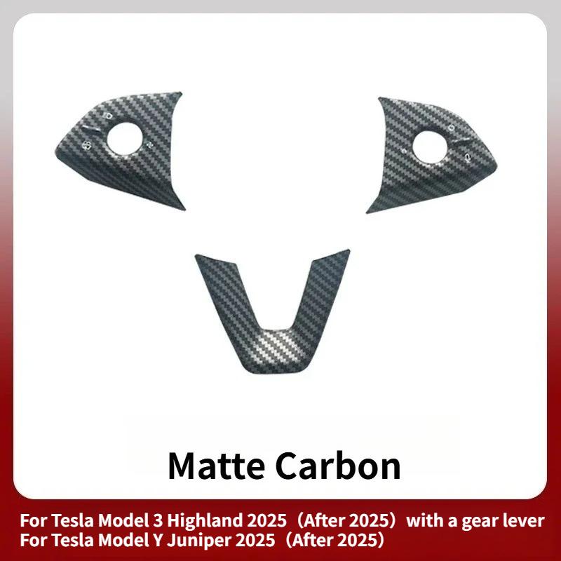 For Tesla Model Y Juniper 2025 ABS Carbon Fiber Steering Wheel Panel Button Trim Sticker Gear Lever Trim Interior Accessories