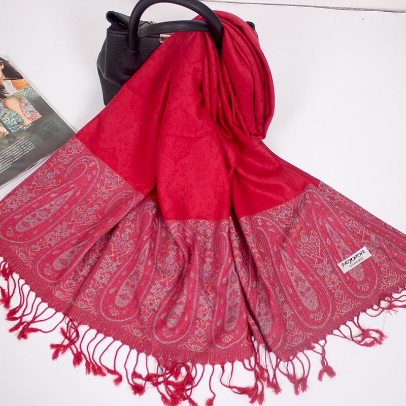 Ethnic Style Cashew Scarf Air Conditioner Large Shawl Scarf Dual-Purpose Jacquard Fringed Spring And Summer Long Cotton Scarf Women