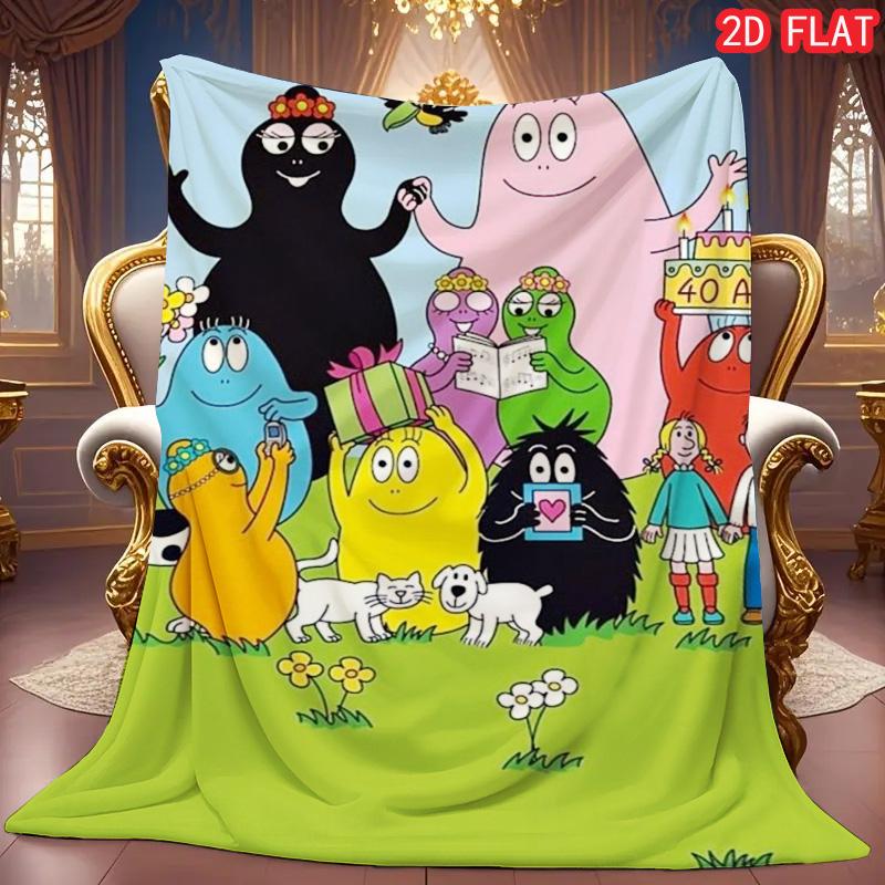 Barbapapa Family Cartoon Flannel Blanket Soft Warm Throw for Kids Adults Bed Sofa Couch All Season