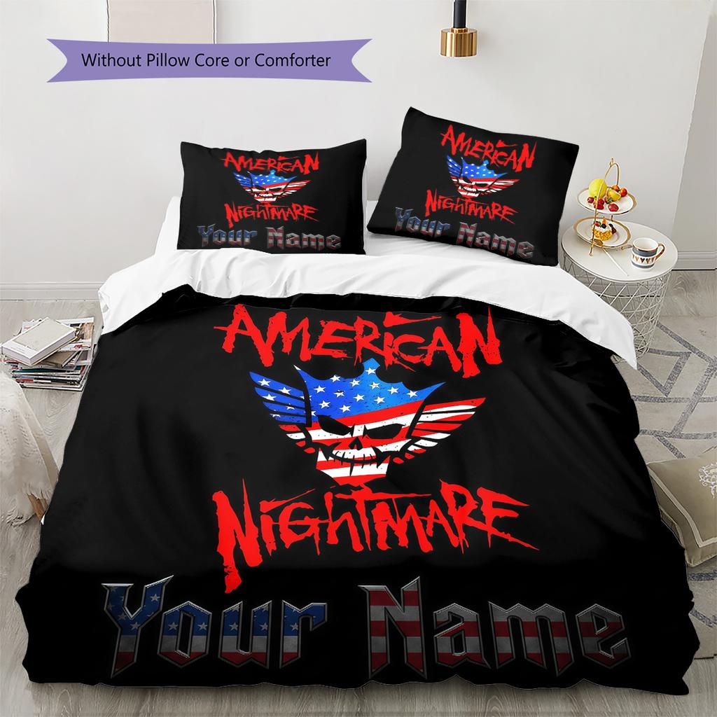 Custom Name American Nightmare Bedding,Quilt Set Quilt Cover Pillowcase Home Birthday Gift (1 * duvet cover + 2 * pillowcase, without core)