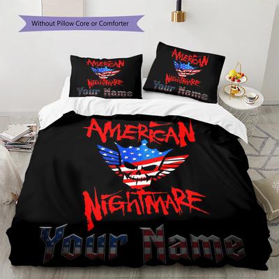 Custom Name American Nightmare Bedding,Quilt Set Quilt Cover Pillowcase Home Birthday Gift (1 * Duvet Cover + 2 * Pillowcase, Without Core)