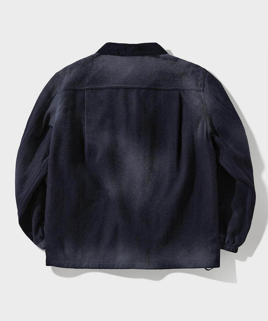 Ffeff Studio Vintage Washed Wool Half Zip-Up Jacket (Navy)