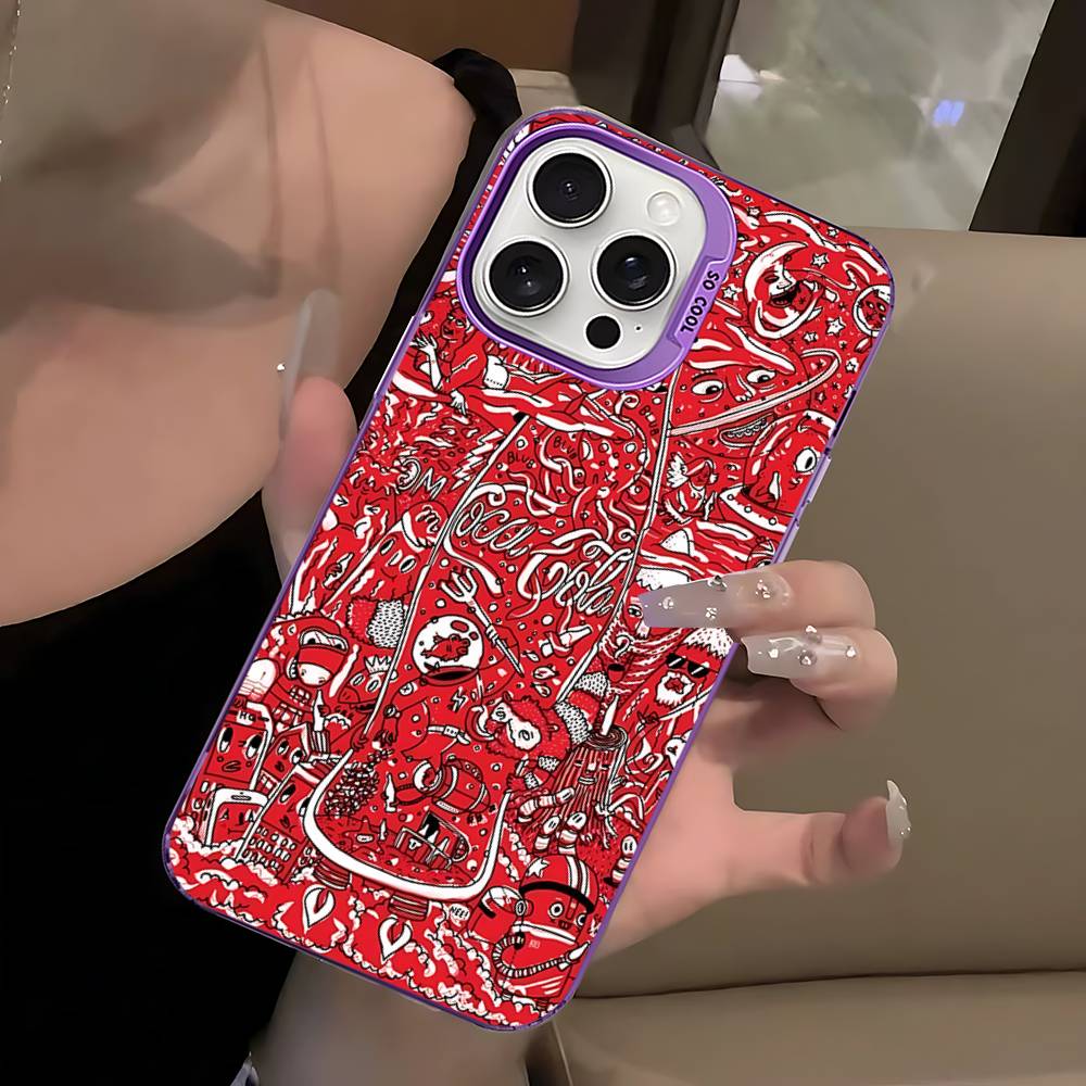 

Hot C-Coca Drinks C-Cola For IPhone 17 16 15 14 Plus 13 12 11 Pro Max Matte Colorful Silver Phone Cover iPhone 17 Pro