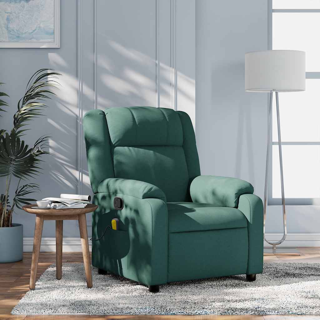 Massage Relax Chair Dark Green Fabric