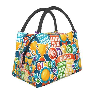 Bingo Paper Game Insulated Lunch Bag Portable Reusable Thermal Tote Bag Lunch Box for Office Picnic Beach Outdoor Camping Travel