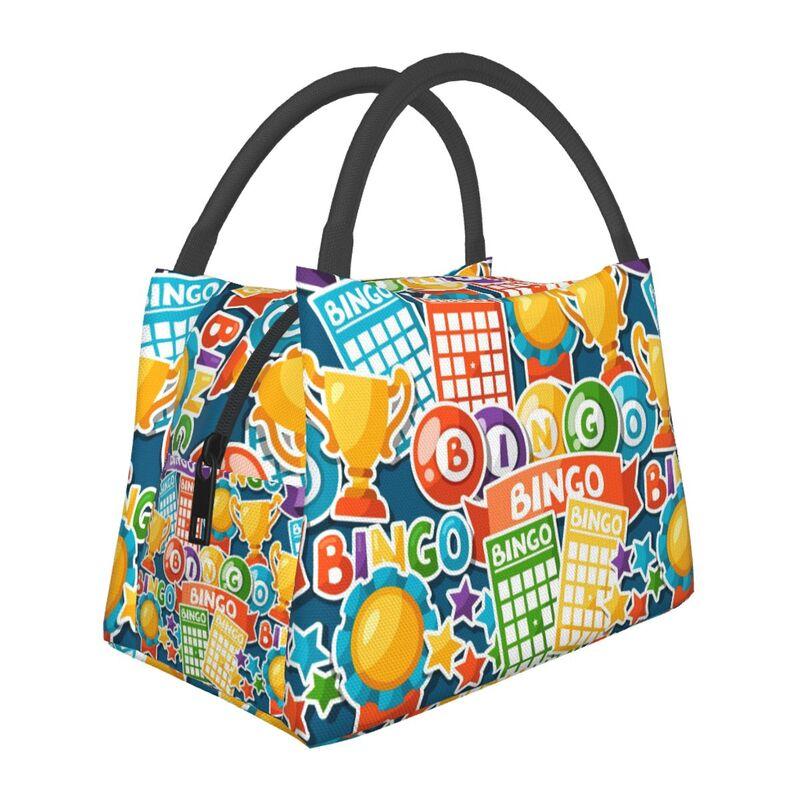 Bingo Paper Game Insulated Lunch Bag Portable Reusable Thermal Tote Bag Lunch Box for Office Picnic Beach Outdoor Camping Travel