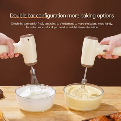 Frullatore per il latte in schiuma Frullatore per uova ad alta potenza a 5 velocità Doppia asta Miscelatore portatile elettrico USB wireless Frullino per le uova Montalatte manuale