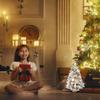 1 Prelit Tabletop Christmas Tree Snow Flocked Christmas Tree with Led Lights Wood Base Mini Xmas Pine Tree for Table Desk Home Christmas Decor