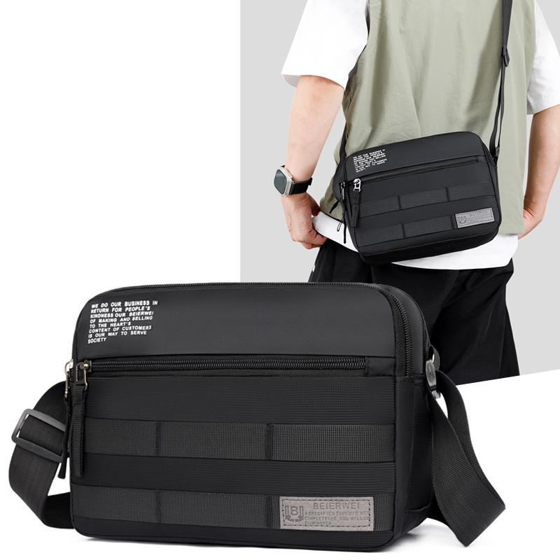 Borsa a tracolla leggera da uomo multistrato in nylon, alla moda, casual, per viaggi d'affari, resistente, con tracolla rimovibile