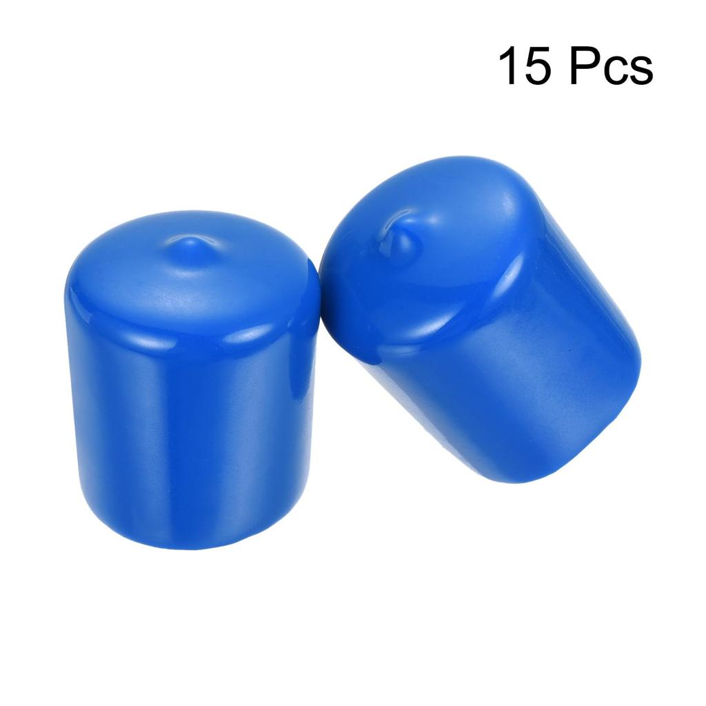 uxcell 15pcs Rubber End Caps 30mm ID Vinyl Round End Cap Cover Screw Protector Blue