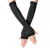 Outdoor Fashion Warm Wrist Glove Winter Warm Long Sleeves Gloves For Man Women Fingerless Stripe Knitted Elbow Mittens Elastic