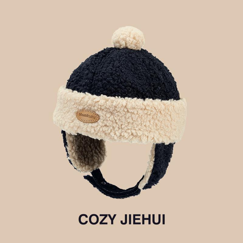 Infant hat winter new cute super cute cartoon plush pullover hat boys and girls baby warm ear hat tide