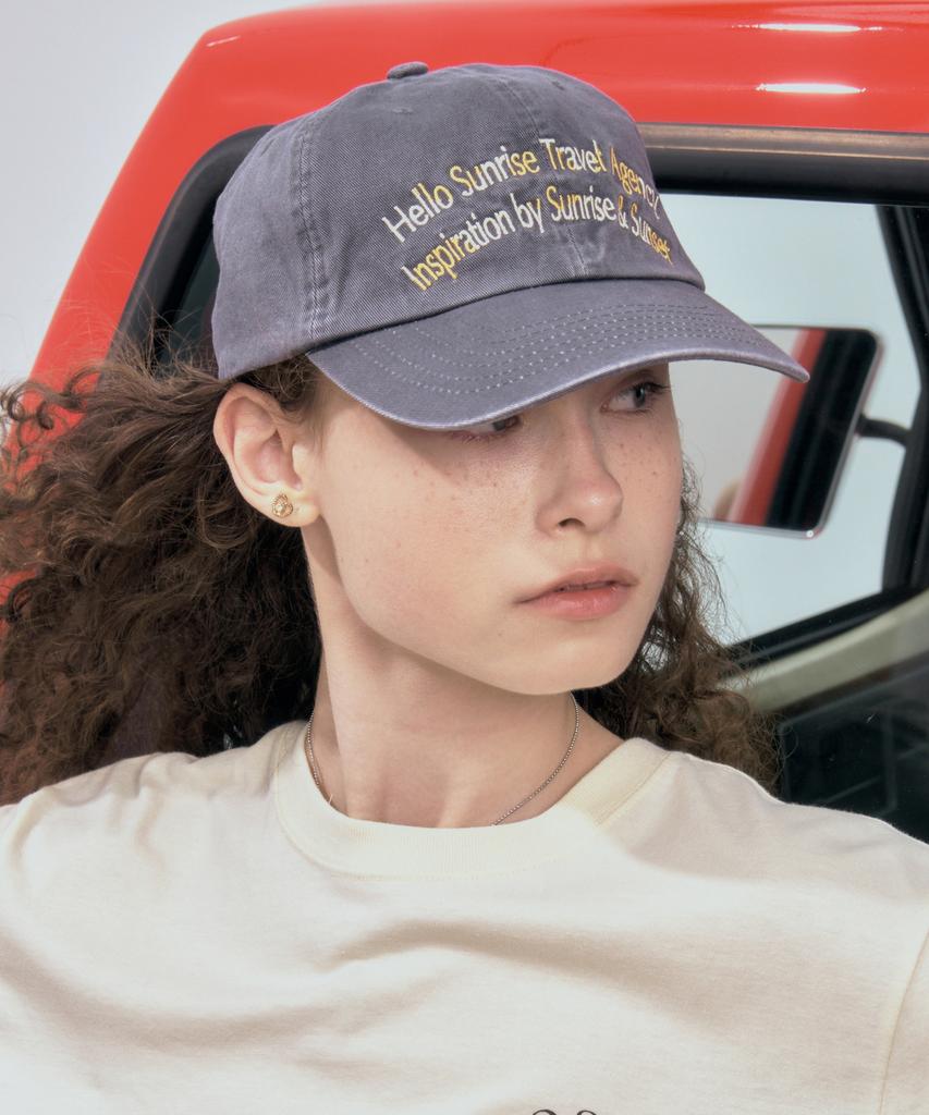 HELLO SUNRISE Dot Arch Logo Ball Cap_Dark Gray