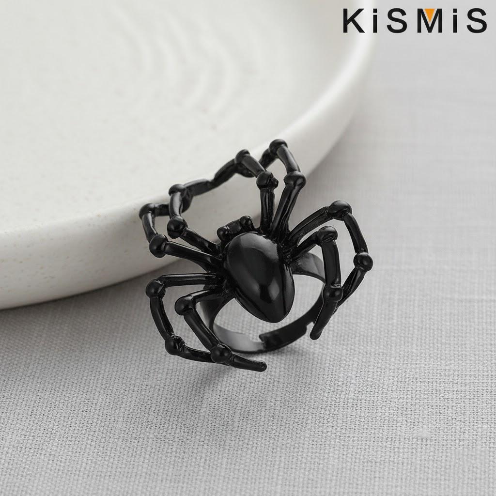 Gothic Spider Ring Adjustable Finger Ring Halloween Jewelry Animal Arachnid Accessories for Women Fashion Statement Ring чёрный